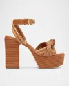 Schutz Khari Knotted Leather Ankle-strap Platform Sandals In Cuoio Brown