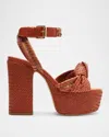 Schutz Khari Woven Block Heel Platform Sandal In Sunset Ochre