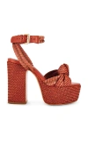 Schutz Khari Woven Block Heel Platform Sandal In Brick