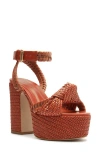 Schutz Khari Woven Block Heel Platform Sandal In Orange
