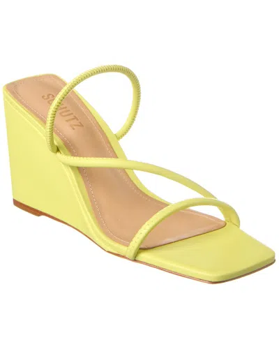 Schutz Kiki Leather Wedge Sandal In Green