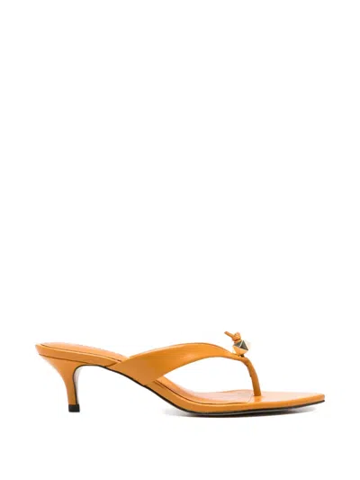 Schutz Knot-detail Leather Sandals In Orange