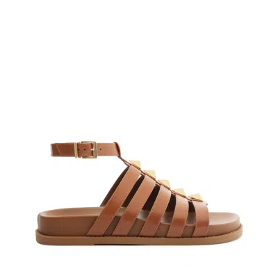 Schutz Kyrie Sporty Atanado Leather Sandal In Brown