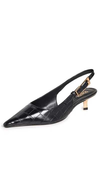 SCHUTZ LANA CROCO SLINGBACK PUMPS BLACK
