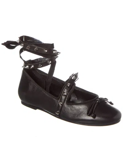 SCHUTZ SCHUTZ LARISSA LACE UP LEATHER FLAT BALLET