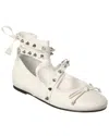Schutz Larissa Lace Up Calf Leather Flat In White