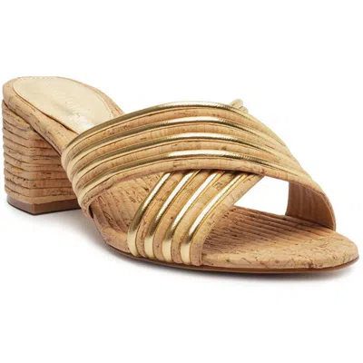 Schutz Latifah Womens Criss-cross Leather Mules In Gold