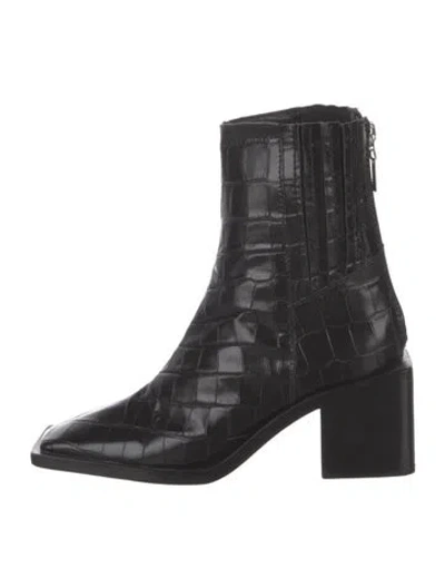 Pre-owned Schutz Leather Animal Print Boots In Black