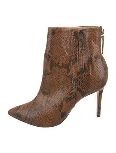 Pre-owned Schutz Leather Animal Print Boots In Black/brown