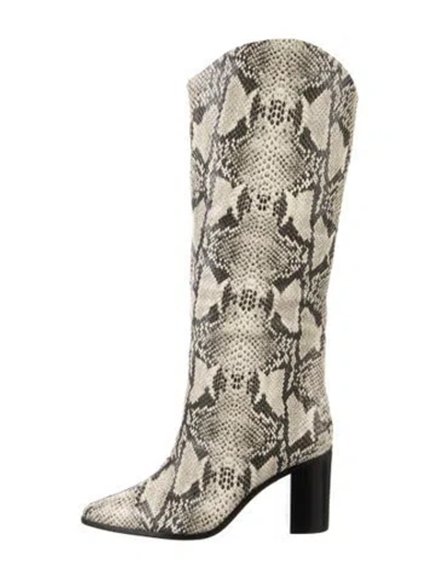 Pre-owned Schutz Leather Animal Print Boots In Black/neutrals