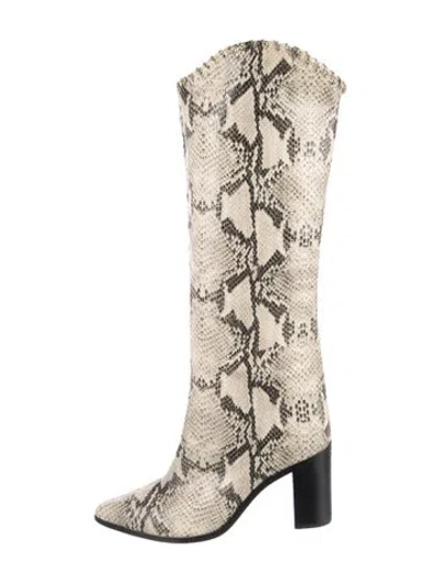 Pre-owned Schutz Leather Animal Print Boots In Black/neutrals