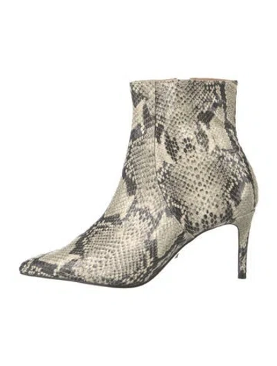 Pre-owned Schutz Leather Animal Print Boots In Black/white
