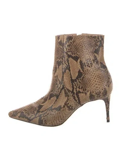 Pre-owned Schutz Leather Animal Print Boots In Brown