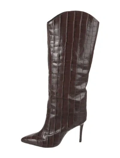 Pre-owned Schutz Leather Animal Print Boots In Brown