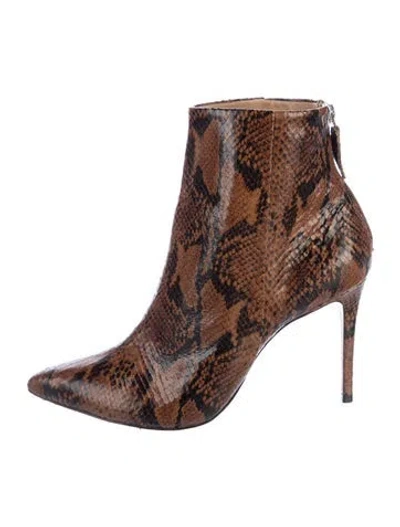 Pre-owned Schutz Leather Animal Print Boots In Brown