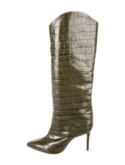 Pre-owned Schutz Leather Animal Print Boots In Green
