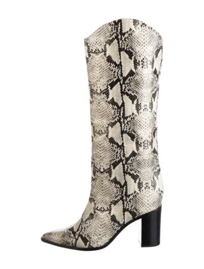 Pre-owned Schutz Leather Animal Print Boots In Multi