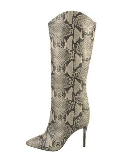 Pre-owned Schutz Leather Animal Print Boots In Neutral