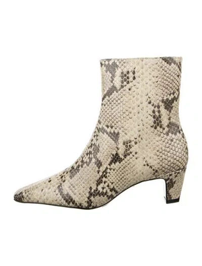 Pre-owned Schutz Leather Animal Print Boots In Neutral