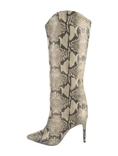 Pre-owned Schutz Leather Animal Print Boots In Neutral