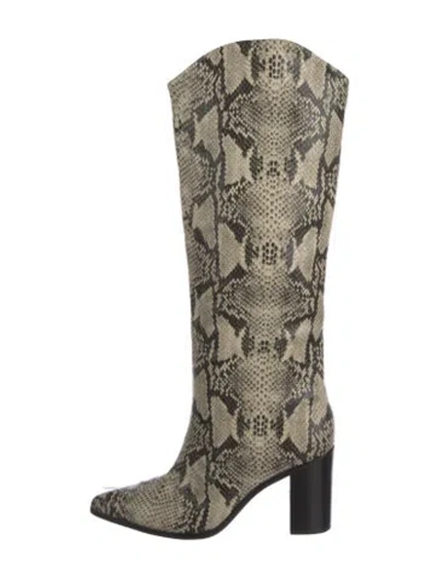 Pre-owned Schutz Leather Animal Print Boots In Neutral