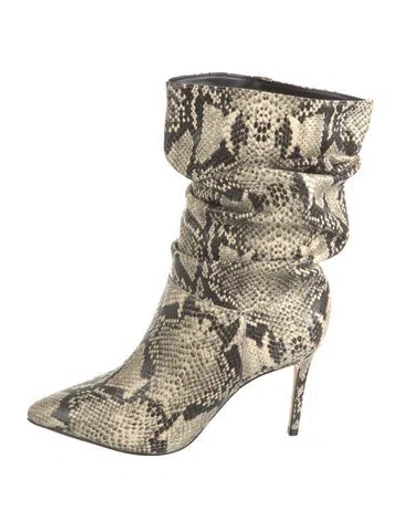 Pre-owned Schutz Leather Animal Print Boots In Neutral