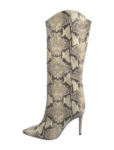 Pre-owned Schutz Leather Animal Print Boots In Neutral