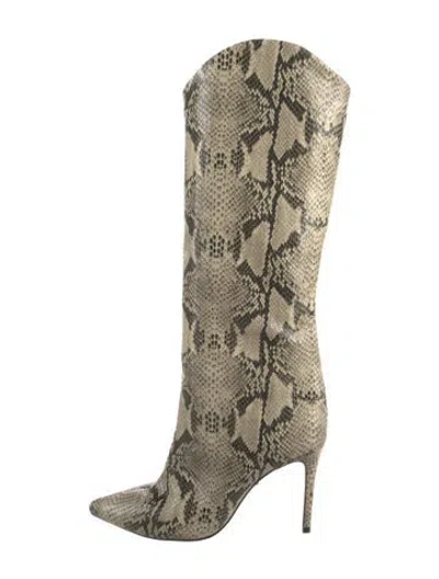 Pre-owned Schutz Leather Animal Print Boots In Neutral