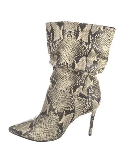 Pre-owned Schutz Leather Animal Print Boots In Neutrals