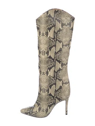Pre-owned Schutz Leather Animal Print Boots In Neutrals