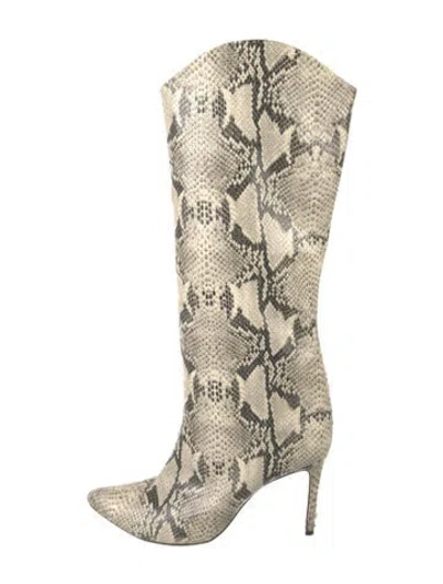 Pre-owned Schutz Leather Animal Print Boots In Neutrals