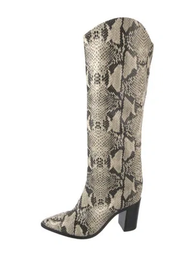 Pre-owned Schutz Leather Animal Print Boots In Neutrals