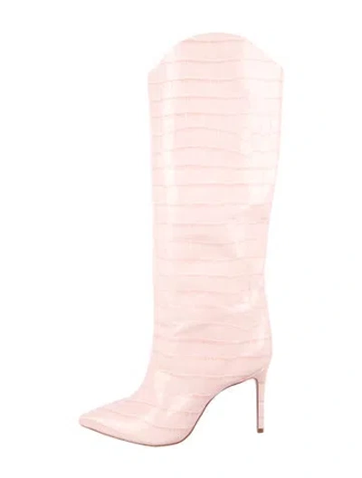 Pre-owned Schutz Leather Animal Print Boots In Pink