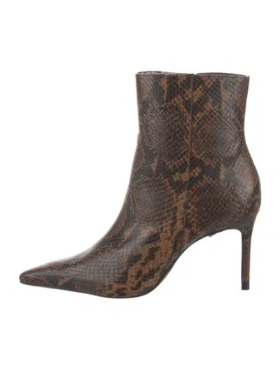 Pre-owned Schutz Leather Animal Print Boots W/ Tags In Brown