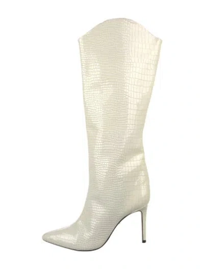 Pre-owned Schutz Leather Animal Print Boots In White