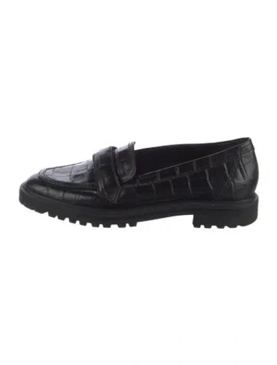 Pre-owned Schutz Leather Animal Print Loafers In Black
