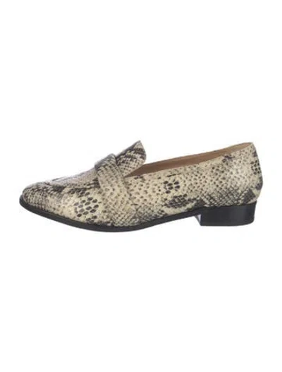 Pre-owned Schutz Leather Animal Print Loafers In Neutrals