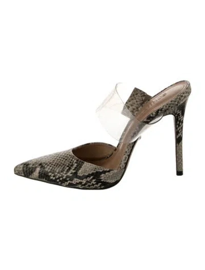 Pre-owned Schutz Leather Animal Print Mules In Neutral