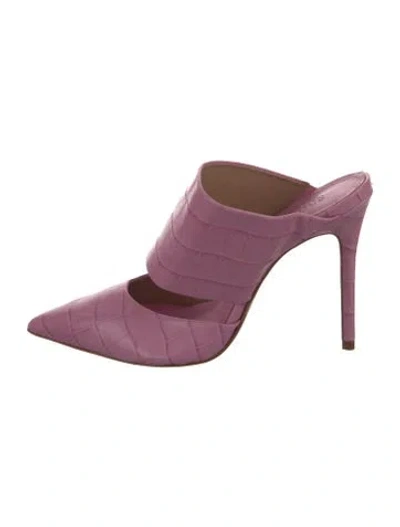 Pre-owned Schutz Leather Animal Print Mules In Purple