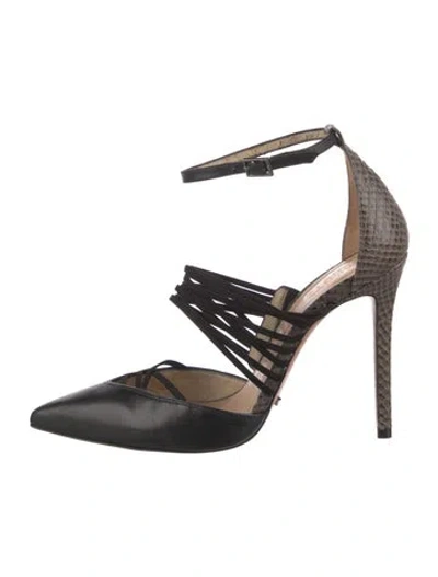 Pre-owned Schutz Leather Animal Print Pumps In Grey