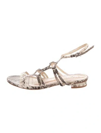 Pre-owned Schutz Leather Animal Print Sandals In Neutrals