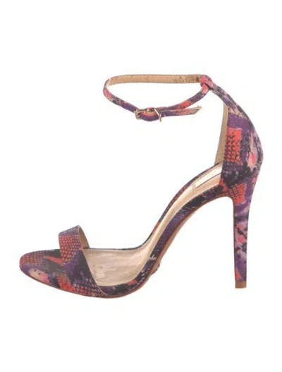 Pre-owned Schutz Leather Animal Print Sandals In Purple