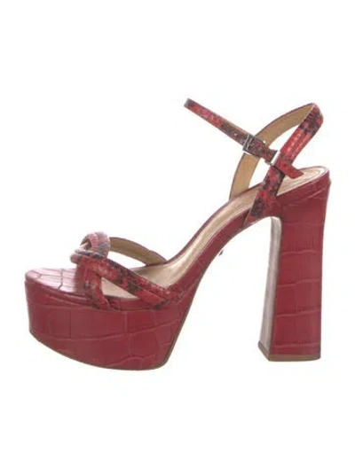 Pre-owned Schutz Leather Animal Print Sandals In Red