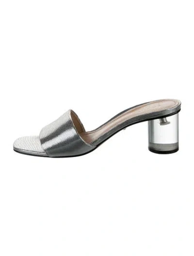 Pre-owned Schutz Leather Animal Print Slides
