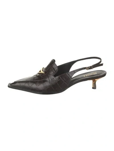 Pre-owned Schutz Leather Animal Print Slingback Pumps In Multi