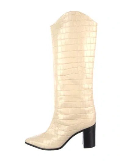 Pre-owned Schutz Leather Animal Print Western Boots In Neutrals