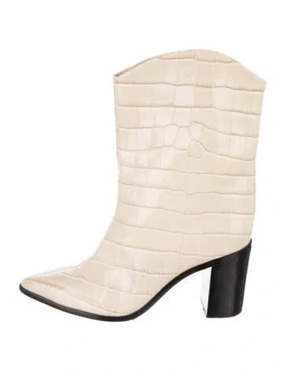 Pre-owned Schutz Leather Animal Print Western Boots In Neutrals