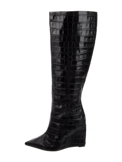 Pre-owned Schutz Leather Boots W/ Tags In Black