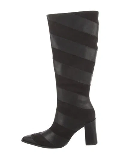 Pre-owned Schutz Leather Boots W/ Tags In Black