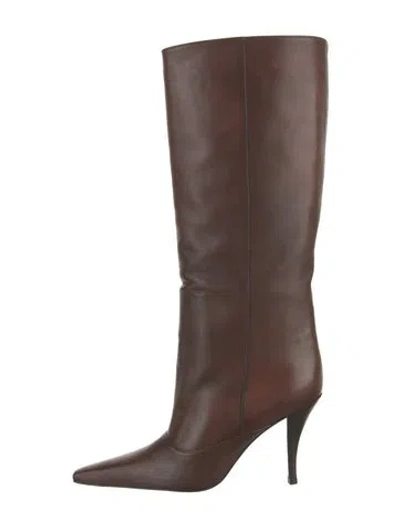 Pre-owned Schutz Leather Boots W/ Tags In Brown